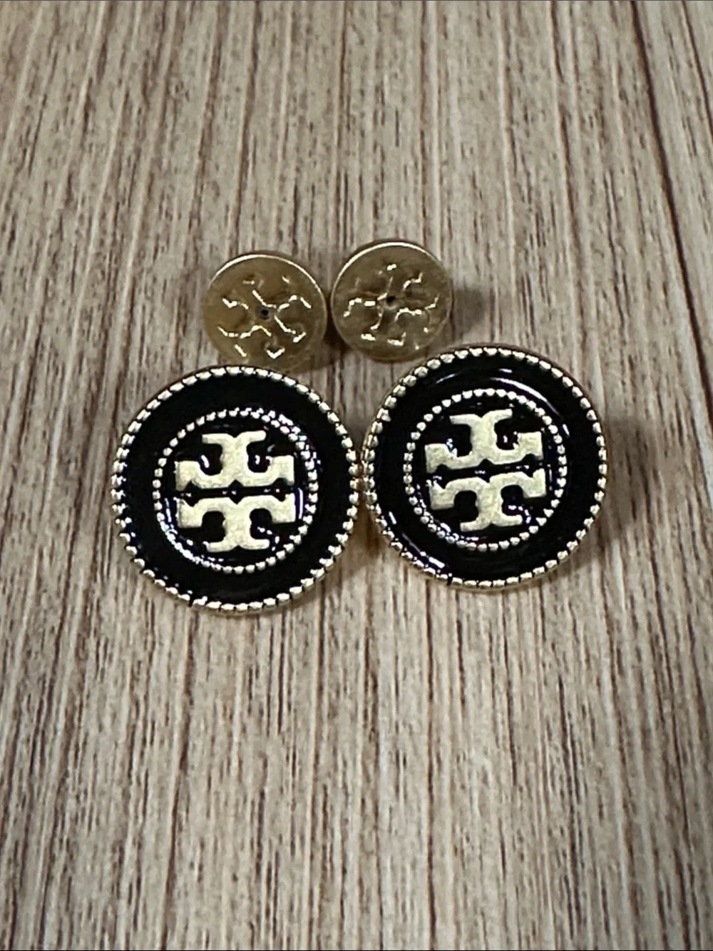Tory Burch Circle T Logo Stud Earrings